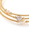 Four-Loops Brass & Natural Freshwater Pearl Beaded Wrap Bracelets for Women BJEW-F470-02G-2