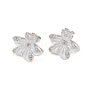 Brass Micro Pave Cubic Zirconia Stud Earring Findings CU-CBAA5EE-04P-04-1