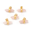 Natural Rose Quartz Double Terminal Pointed Pendants G-P481-01G-04-1