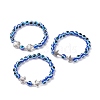 3Pcs 3 Style Evil Eye Resin Beaded Stretch Bracelets Set with Sea Turtle & Starfish & Shell for Women BJEW-JB07542-1