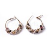 (Jewelry Parties Factory Sale)Pearl Beads Hoop Earrings EJEW-L218-11E-2