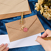 1Pc Golden Tone Brass Wax Seal Stamp Head with Bamboo Stick Shaped Handle STAM-CP0001-04H-3