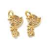 Pigeon with Leaf Brass Micro Pave Clear Cubic Zirconia Charms KK-G425-13G-1