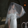 Nylon Bridal Mesh Veil Floral Cloth Hair Combs HULI-PW0002-019-3