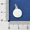 925 Sterling Silver Flat Round with Word Good Luck Charms STER-M119-04S-3