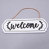 Welcome Sign Natural Wood Door Hanging Decoration for Front Door Decoration HJEW-WH0010-03B-1