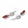 Gemstone Bullet with Sun Dangle Earrings EJEW-I276-01P-4