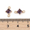 Brass Pave Glass Rhombus Links Connector Charms GLAA-Q088-001G-3