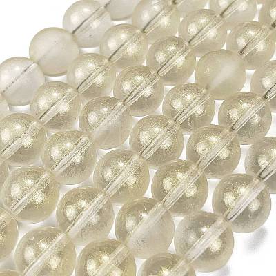 Frosted Transparent Glass Bead Strands GLAA-P065-10mm-01-1