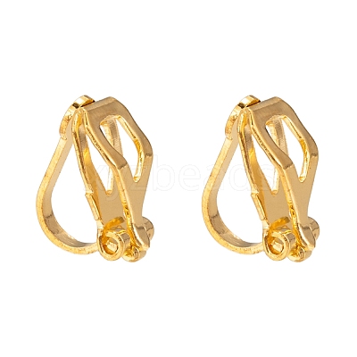 Brass Clip-on Earring Findings for Non-Pierced Ears X-EC110-G-1
