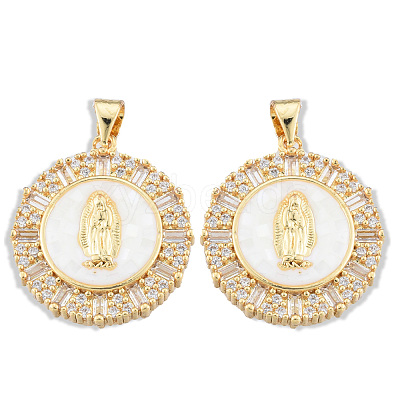 Brass Micro Pave Clear Cubic Zirconia Pendants KK-N227-100D-1