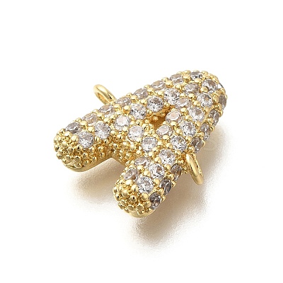 Brass Micro Pave Cubic Zirconia Letter Links KK-I717-04A-1
