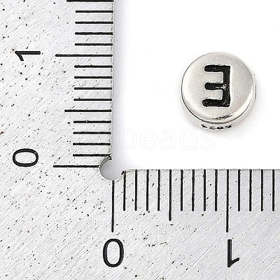 925 Sterling Silver Flat Round with Letter Beads LS-STER-G044-01AS-E-1