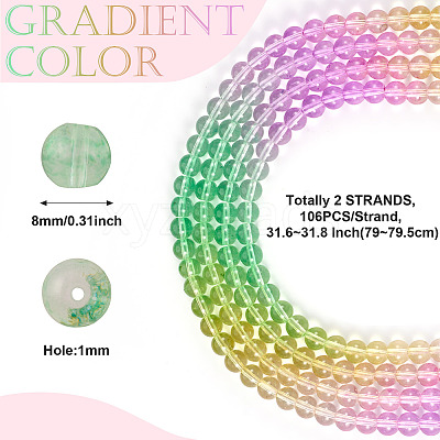 2 Strands Baking Paint Transparent Glass Beads DGLA-TA0001-20F-1