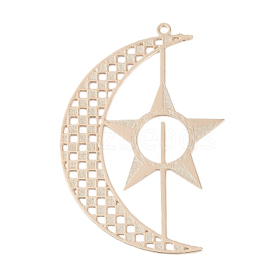 Brass Etched Metal Embellishments Big Pendants KK-Z058-08KCG-1