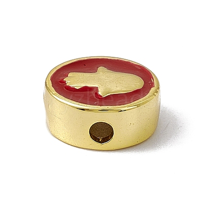 Real 18K Gold Plated Brass Enamel Beads KK-F814-05G-02-1