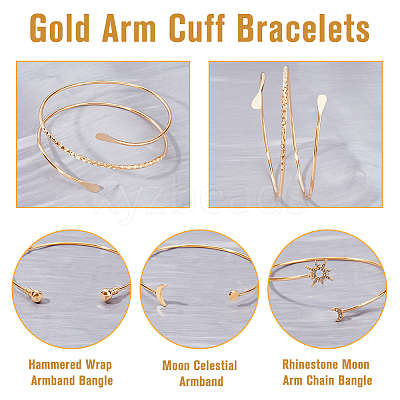 4Pcs 4 Styles Iron Three Loops Wire Wrap Bracelet Set BJEW-FI0001-19-1