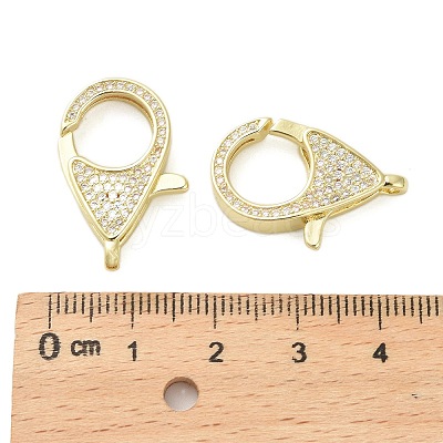 Brass Micro Pave Clear Cubic Zirconia Lobster Claw Clasps KK-I354-01G-02-1