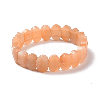 Natural Red Aventurine Oval Beaded Stretch Bracelet G-E010-01E-1