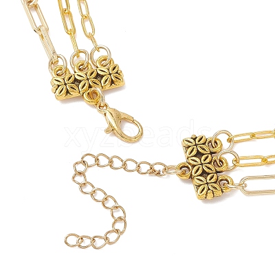 Brass Paperclip Chain 3 Layered Necklaces for Women NJEW-JN05507-1