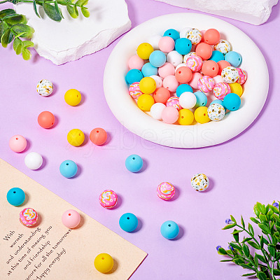 80Pcs 8 Colors Silicone Beads SIL-TA0002-37-1