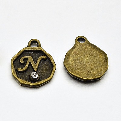 Antique Bronze Plated Alloy Rhinestone Charms ALRI-J152-N-NF-1