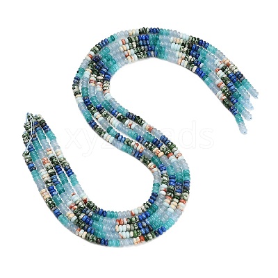 Gradient Color Natural Dyed White Jade & Green Spot Jasper & Lapis Lazuli & Synthetic Shoushan Stone Beads Strands GG-CBA1E0E-01E-1
