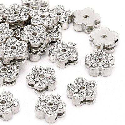 Flower Alloy Rhinestone Slide Charms RSB358-3P-1