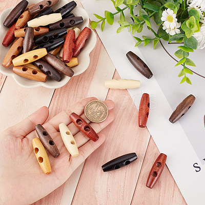 70pcs 7 style Natural Wood Buttons DIY-GF0006-67-1