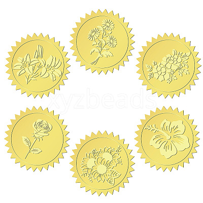 6 Patterns Aluminium-foil Paper Adhesive Embossed Stickers DIY-WH0451-003-1