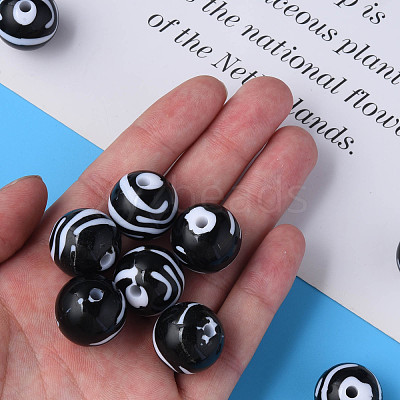 Opaque Striped Acrylic Beads MACR-S373-27B-10-1