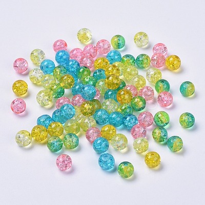 5 Colors Spray Painted & Baking Paint Crackle Glass Beads CCG-X0010-09-8mm-1