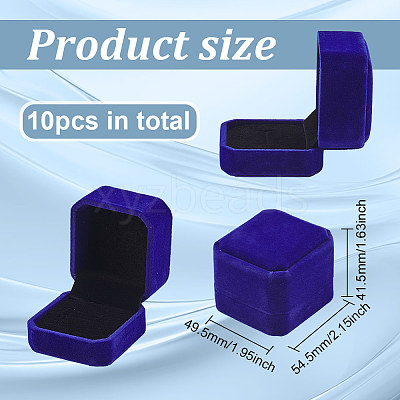 Square Velvet Ring Boxes LS-VBOX-WH0002-01D-1