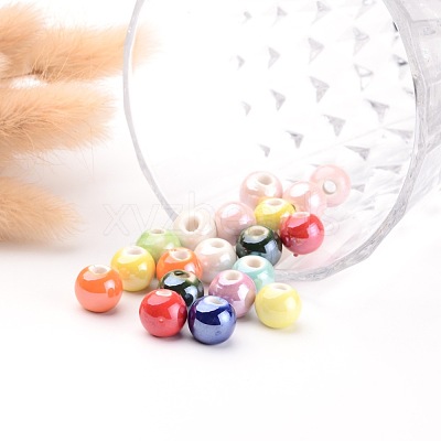 Glazed Porcelain Beads PORC-D001-10mm-M-1