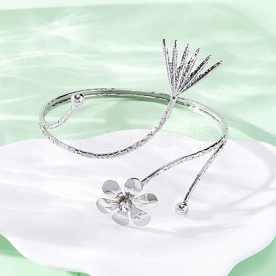 Flower Alloy Arm Cuff Bangles for Girl Women AJEW-A063-01G-P-1