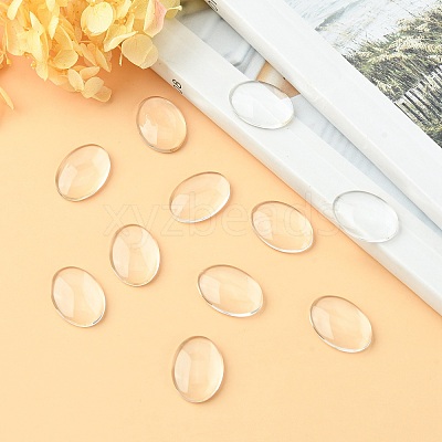Transparent Oval Glass Cabochons GGLA-R022-18x13-1
