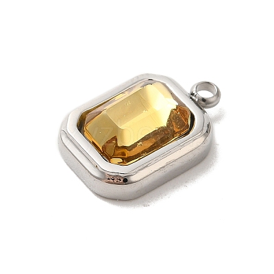 High Polished 304 Stainless Steel Glass Pendants STAS-L022-062P-05-1