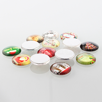 Christmas Ornaments Half Round/Dome Christmas Photo Glass Cabochons GGLA-A002-12mm-KK-1