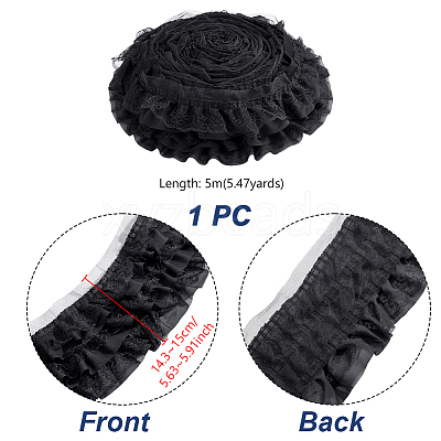 Polyester Lace Pleated Ribbons SRIB-WH0011-467A-1