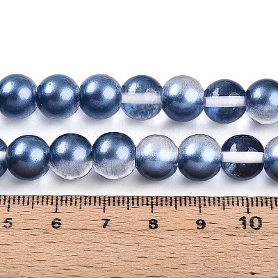 Baking Paint Transparent Glass Beads Strands DGLA-N011-10mm-08-1