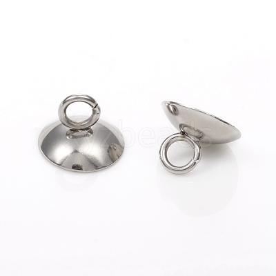201 Stainless Steel Bead Cap Pendant Bails STAS-G224-24P-01-1