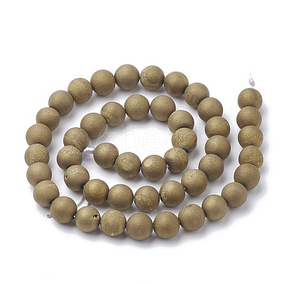 Electroplate Natural Druzy Geode Weathered Agate Beads Strands G-S284-8mm-06-1