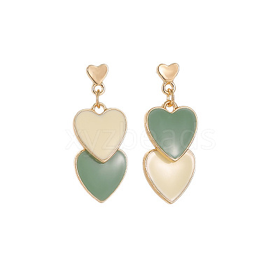 Heart Alloy Enamel Dangle Stud Earrings FS-WGE7BF4-01-1