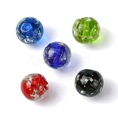 Luminous Handmade Gold Sand Lampwork Beads X-FOIL-B001-07-1
