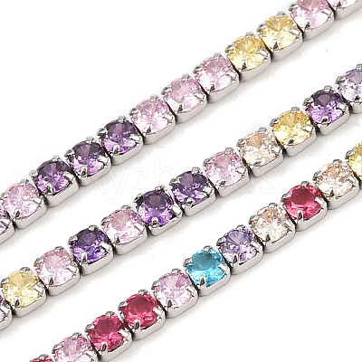 925 Sterling Silver Colorful Cubic Zirconia Chains STER-C016-02B-P01-1