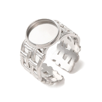 Woven Bezel 304 Stainless Steel Cuff Ring Components SA-CBAD8FA-01P-02-1