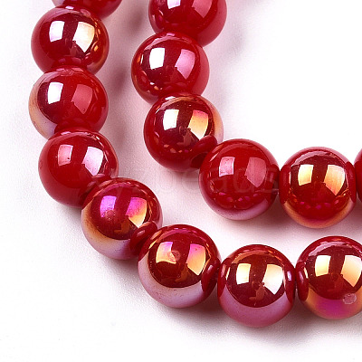 Electroplate Opaque Glass Beads Strands GLAA-T032-P8mm-AB04-1