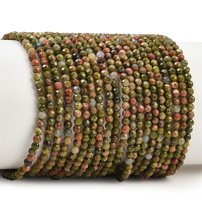 Natural Unakite Beads Strands G-B171-C03-2mm-1