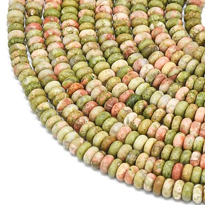 Natural Unakite Beads Strands G-P575-A12-4x2mm-02-1