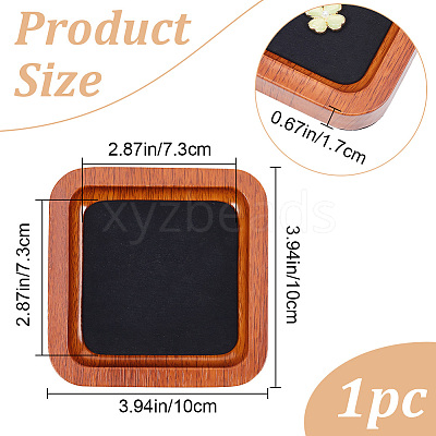 Square Wood Jewelry Storage Tray with Microfiber Fabric Mat Inside ODIS-WH0030-37A-02-1